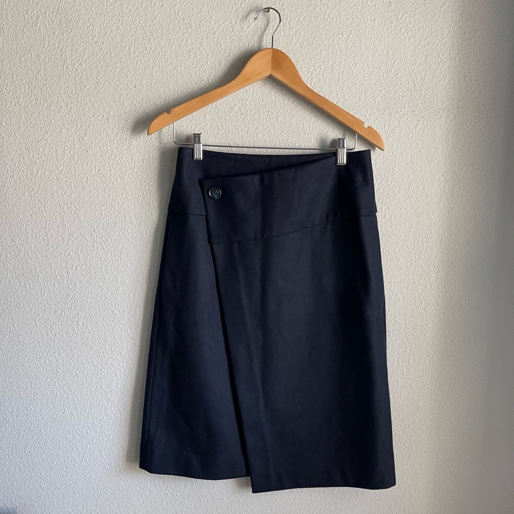 Cos A-Line Wool / Cashmere Blend Wrap Skirt in Navy